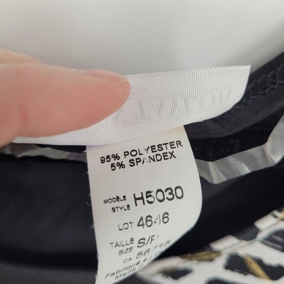 Lauren Taylor London womens Small Black metallic gold half geometric print dress - Picture 5 of 7